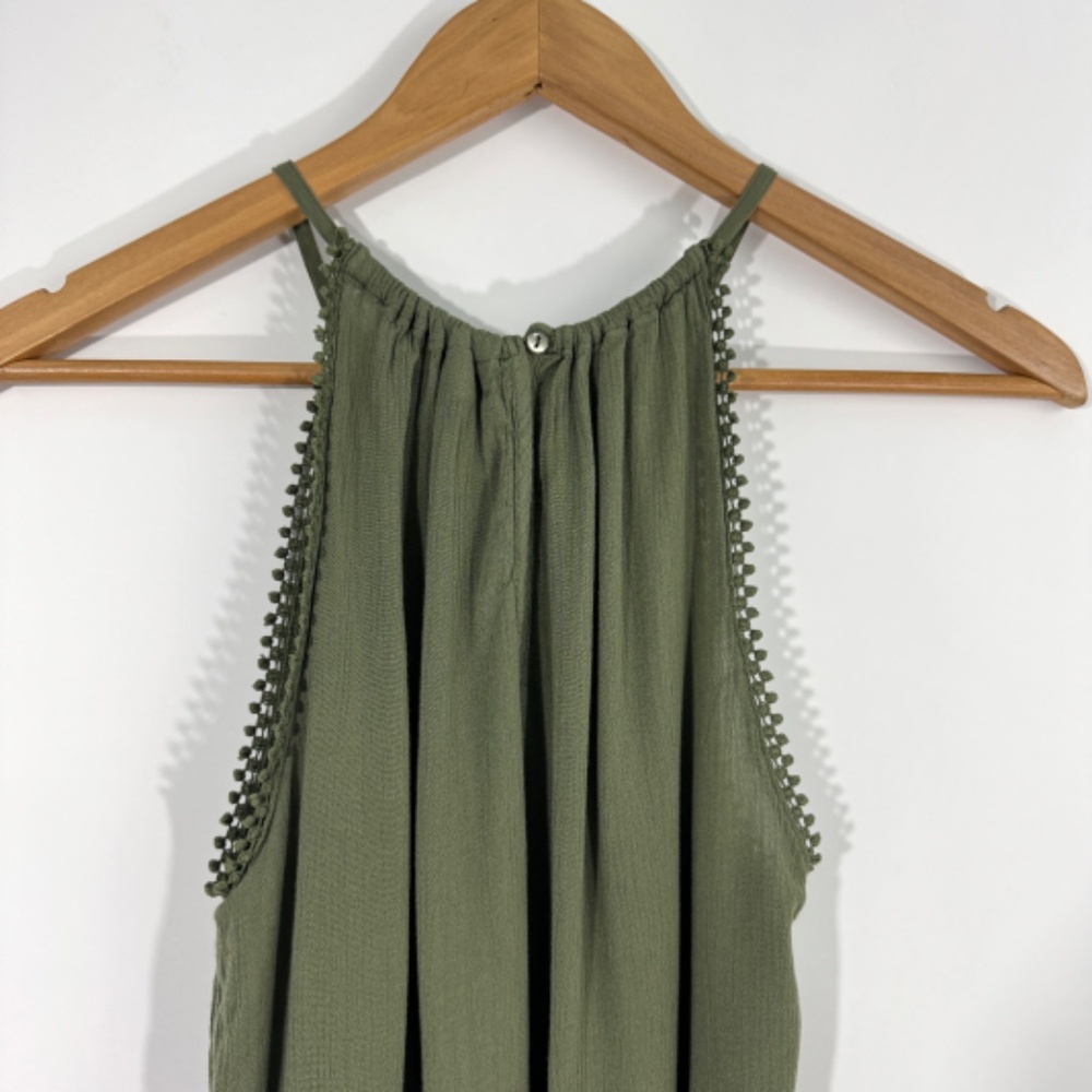 H&M Divided Women’s Size 0 XS Olive Green Crochet Trim Sleeveless Tank Top - Picture 8 of 9